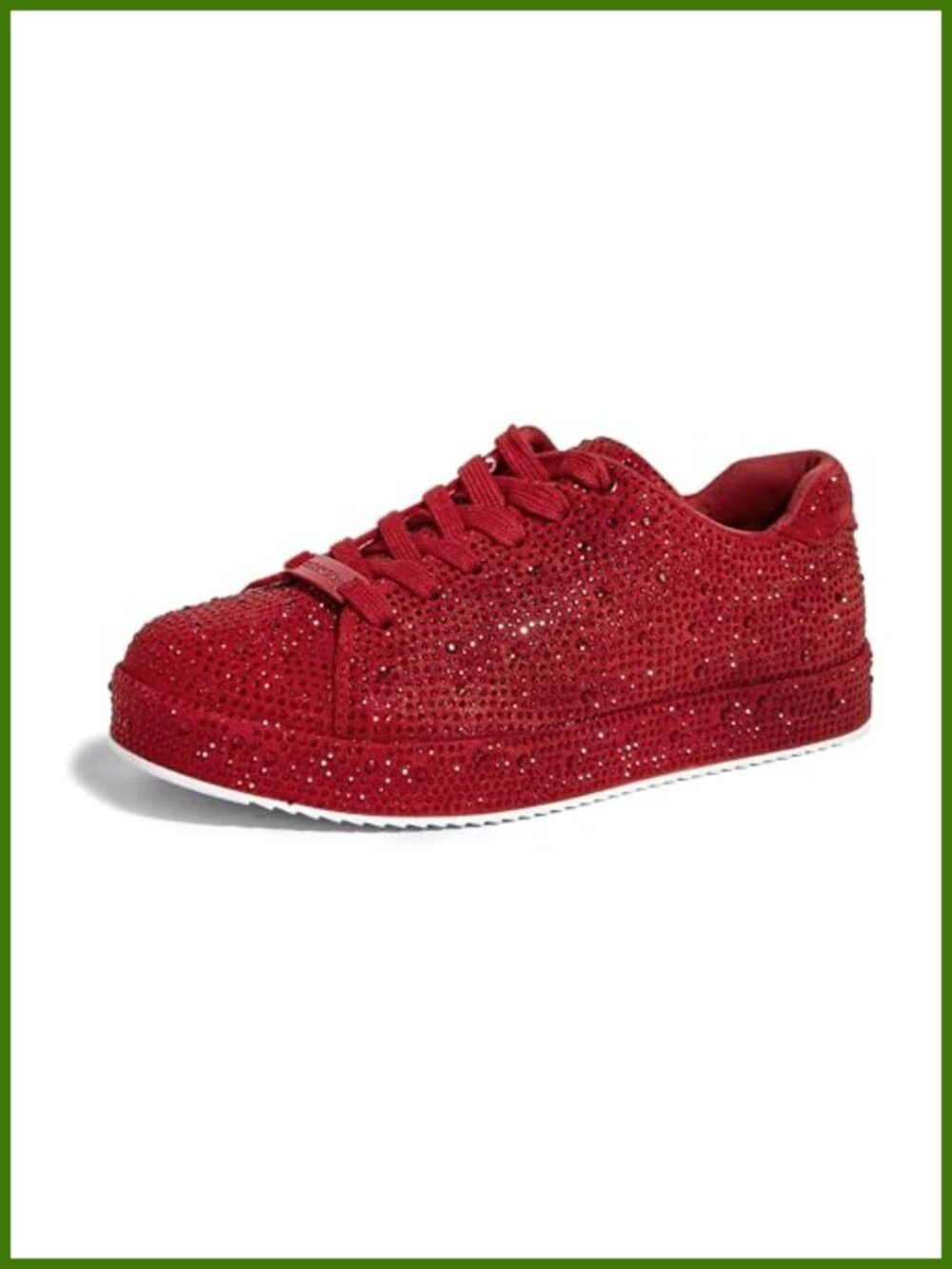 Platform Rhinestone Sneakers Lace Up Low Heel Sparkly Wedding Tennis Shoes